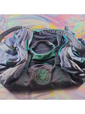 Adolfo Sport Duffle Bag 22''x10''x8'', Vintage 90s, Purple/Neon Blue Trim